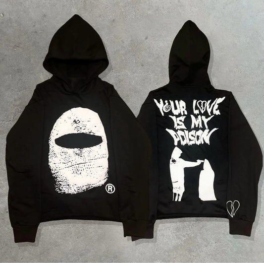 Y2k hoodie “your love is my poison” ‘black’